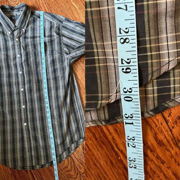 Puritan Green Plaid Button Down Shirt Men Size M Wrinkle Resistant Long Sleeve - Picture 11 of 16
